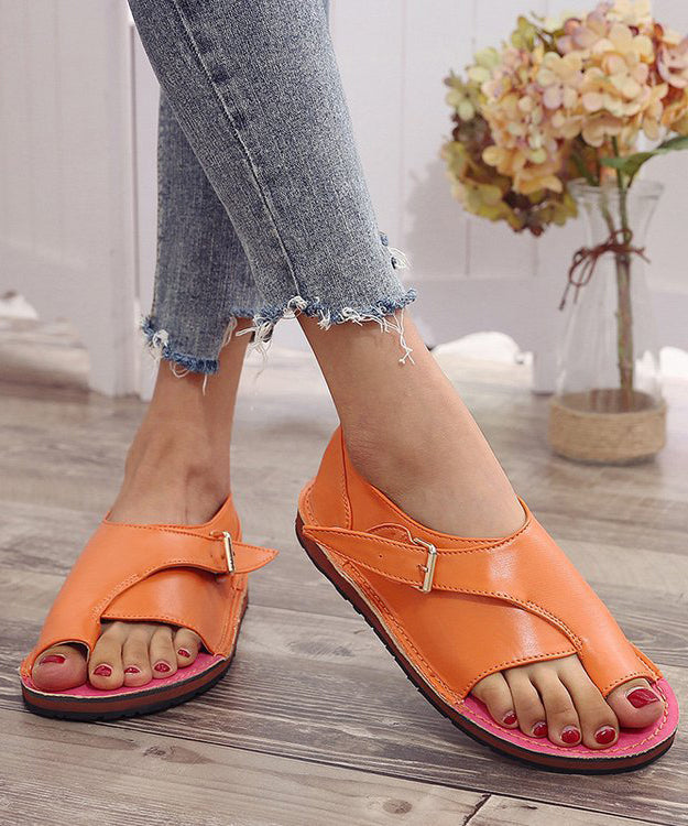 Comfortable Green Faux Leather Splicing Peep Toe Walking Sandals