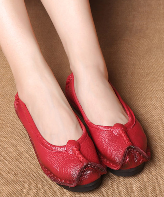 Comfortable Mulberry Cowhide Leather Splicing Flat Shoes