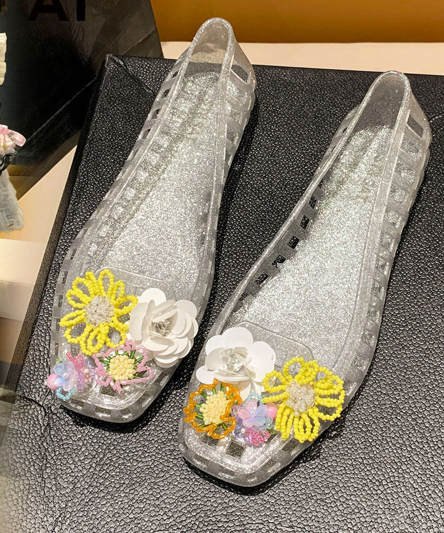 Comfortable Sheer Sandals Colorful Flower Hollow Out Sandals