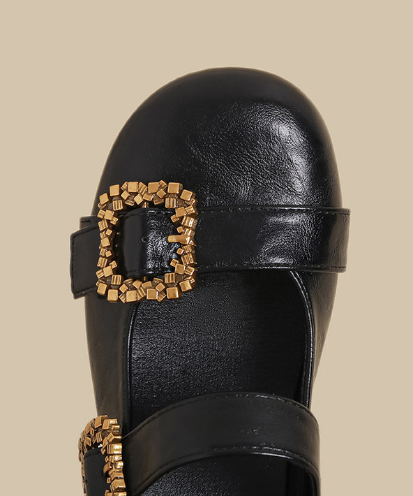 Comfortable Splicing Chunky High Heels Black Faux Leather