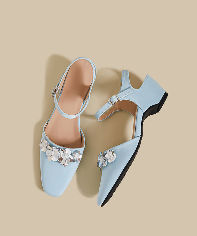 Comfortable Splicing Floral Wedge Sandals Blue Faux Leather