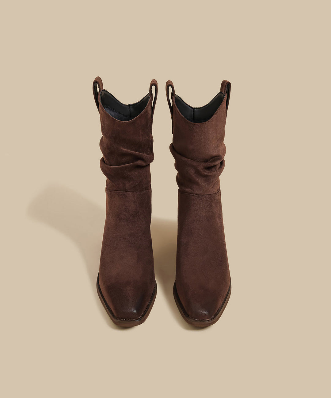 Comfortable Splicing Wrinkled Chunky Boots Brown Suede