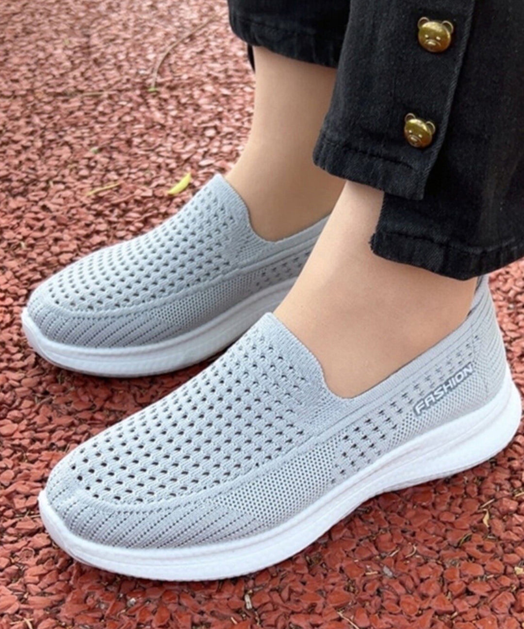 Comfy Hollow Out Flat Feet Shoes Purple Knit Fabric