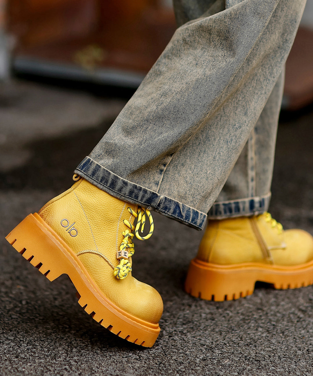 Comfy Splicing Platform Boots Coffee Cowhide Leather Fuzzy Wool Lined