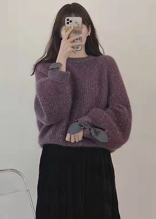 Cozy Sky Blue Sequins Oversized Knit Pullover Winter