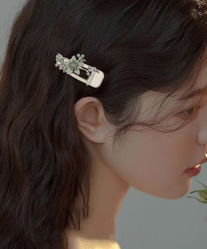 Cute Alloy Pearl Floral Dripping Glaze Hairpin Two-Piece Set