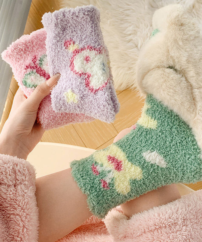 Cute And Sweet Coral Velvet Thick Mid Calf Socks