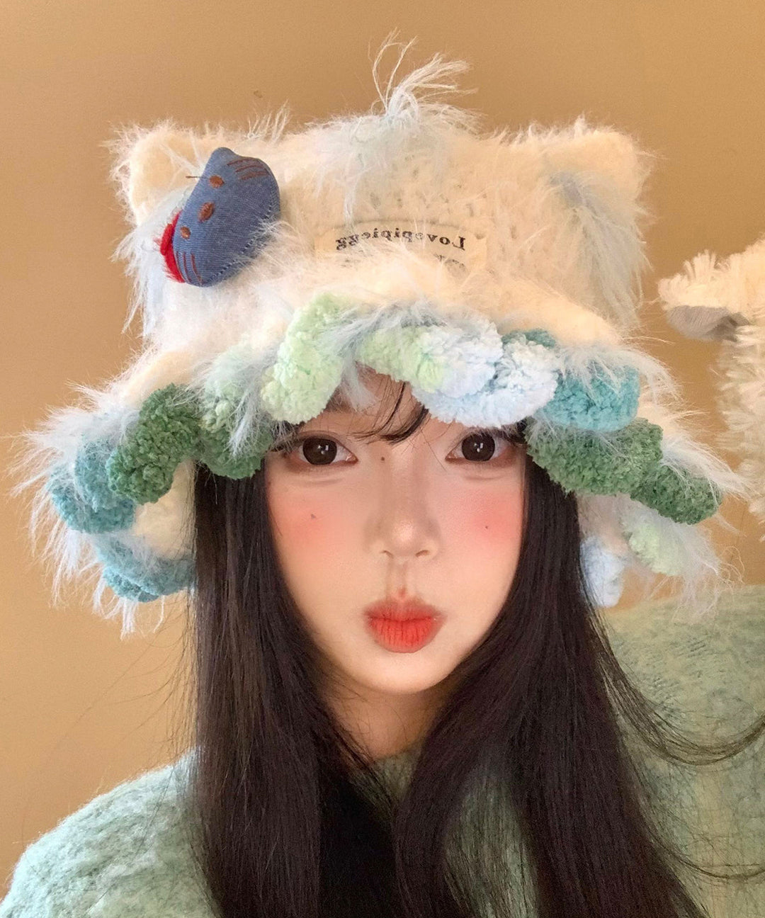 Cute Beige Cat's Ears Warm Knitting Hat Winter