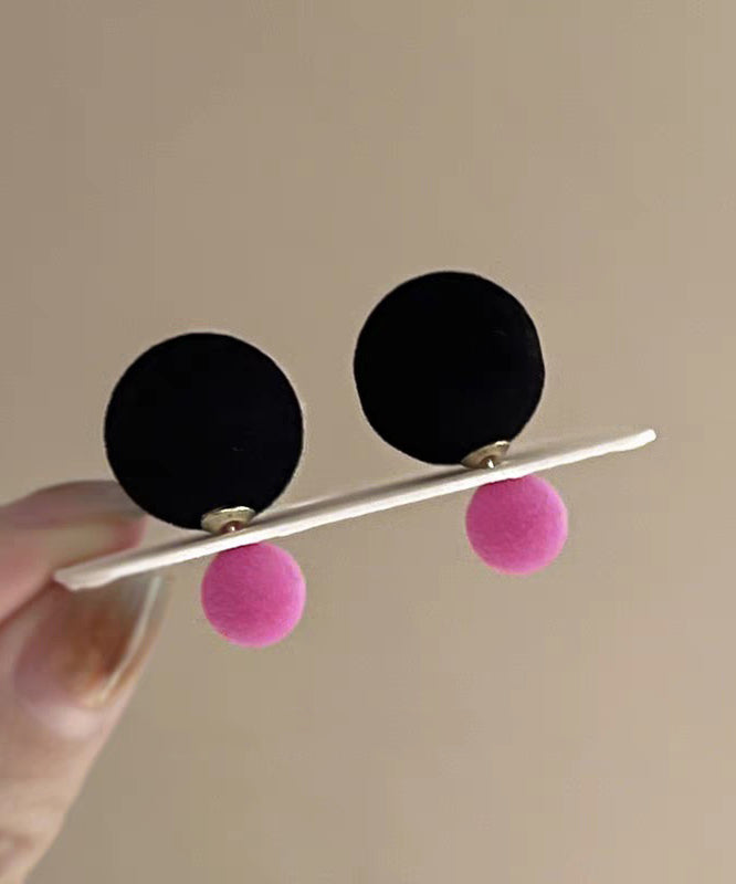 Cute Black Alloy Flocking Two Ways Of Wearing It Stud Earrings