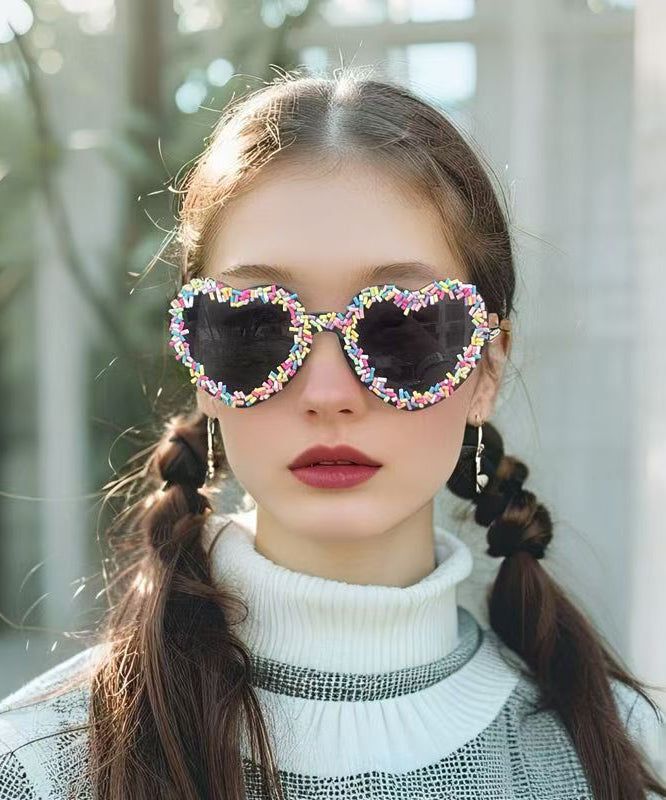 Cute Black Resin Candy Love Beach Sunglasses