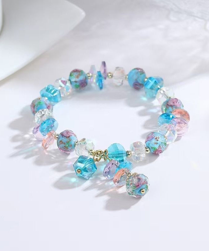 Cute Blue Alloy Crystal Heart-Shaped Charm Bracelet