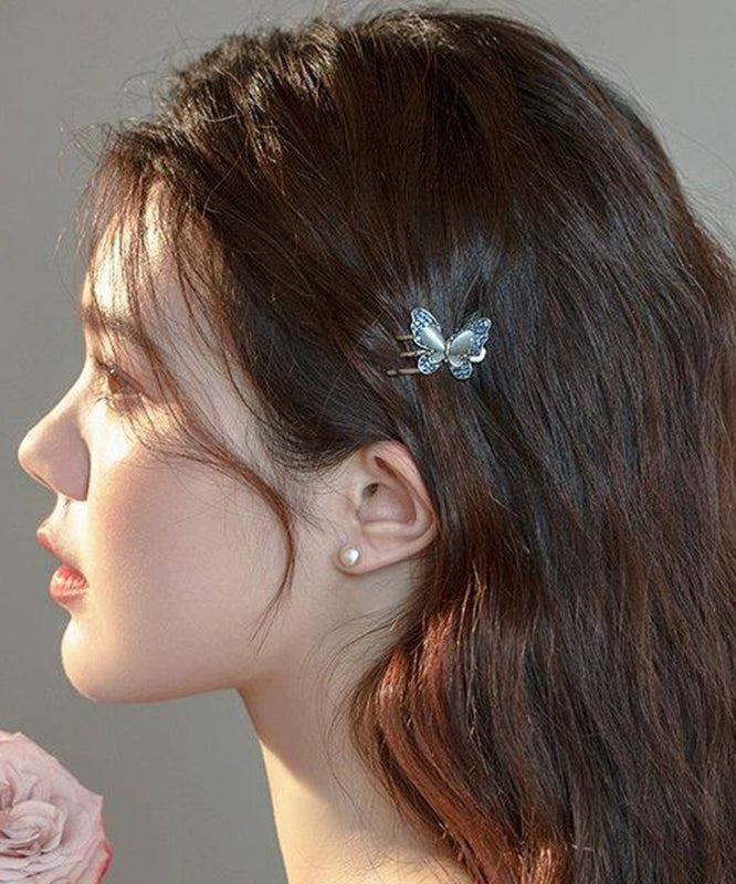 Cute Blue Alloy Zircon Butterfly Crystal Hairpin Two-Piece Set