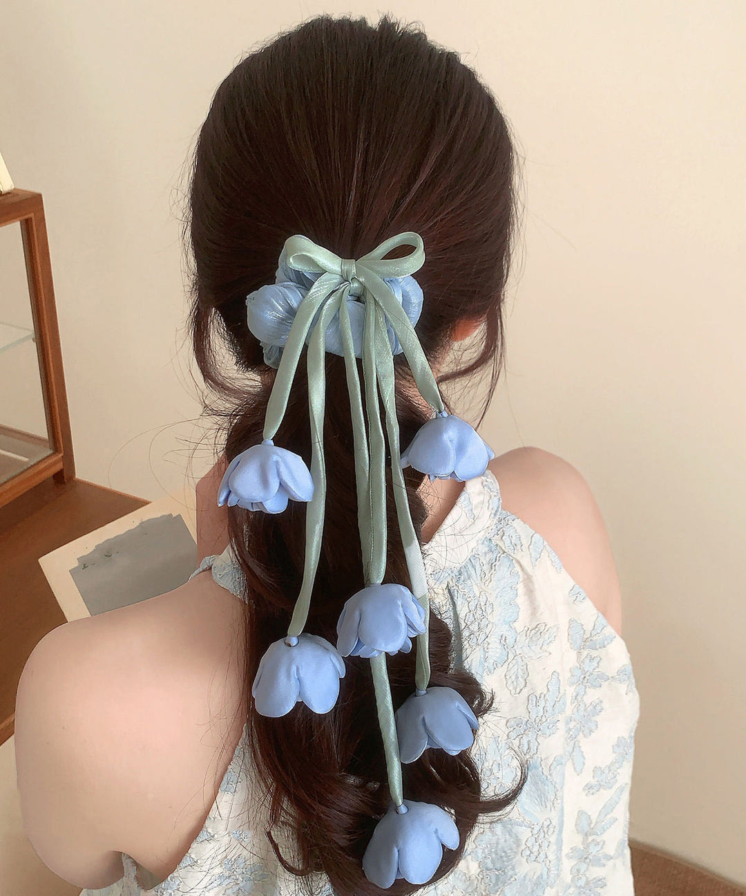 Cute Blue Cloth Tulip Bow Hair Band