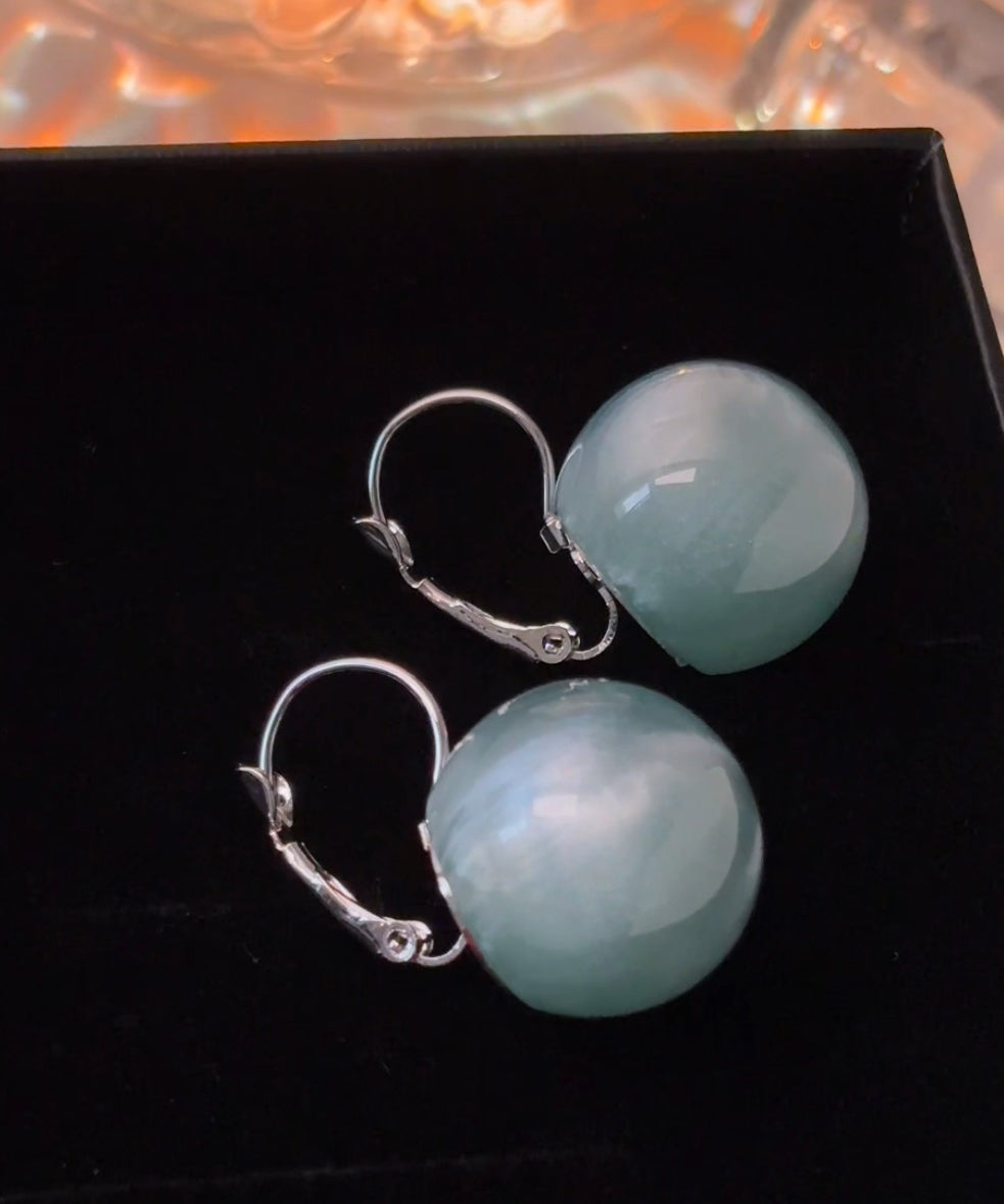 Cute Blue Sterling Silver Ball Drop Earrings