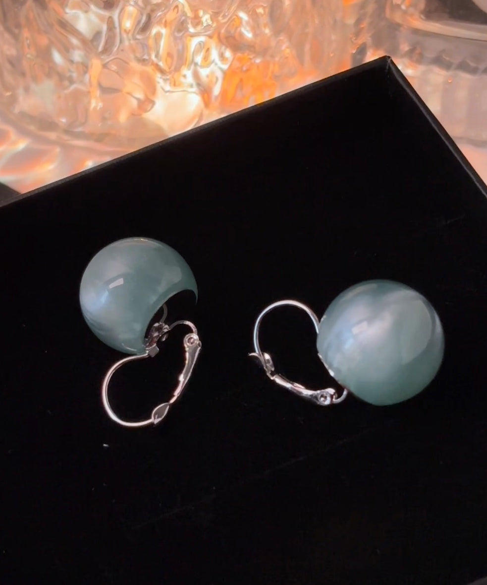 Cute Blue Sterling Silver Ball Drop Earrings