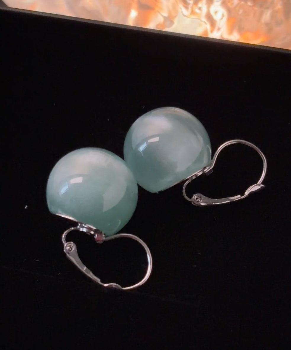 Cute Blue Sterling Silver Ball Drop Earrings
