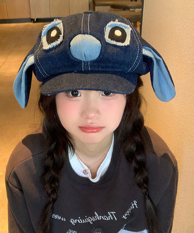 Cute Cartoon Blue Big Ear Denim Breton Hat