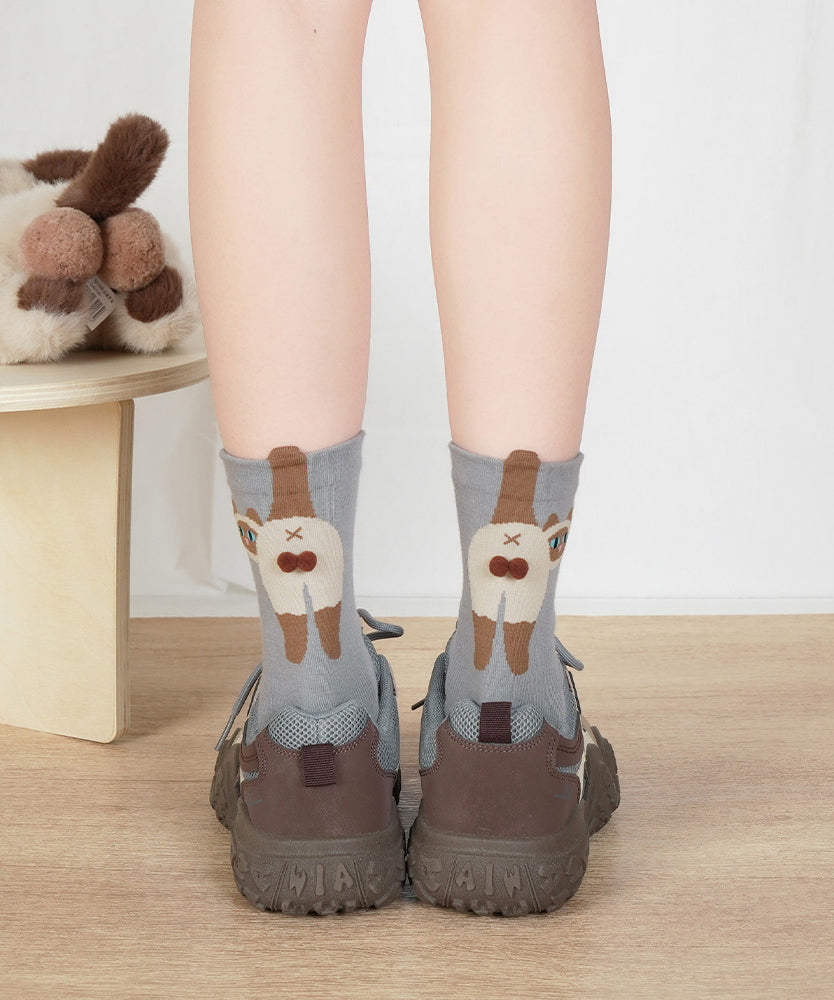 Cute Cartoon Cat Cotton Mid Calf Socks