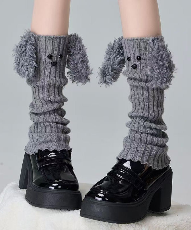 Cute Cartoon Coffee Fuzzy Fur Knit Sock Covers