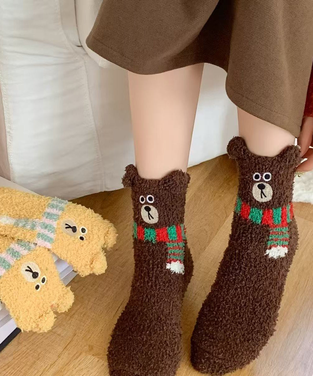 Cute Cartoon Fuzzy Fur Fluffy Mid Calf Socks