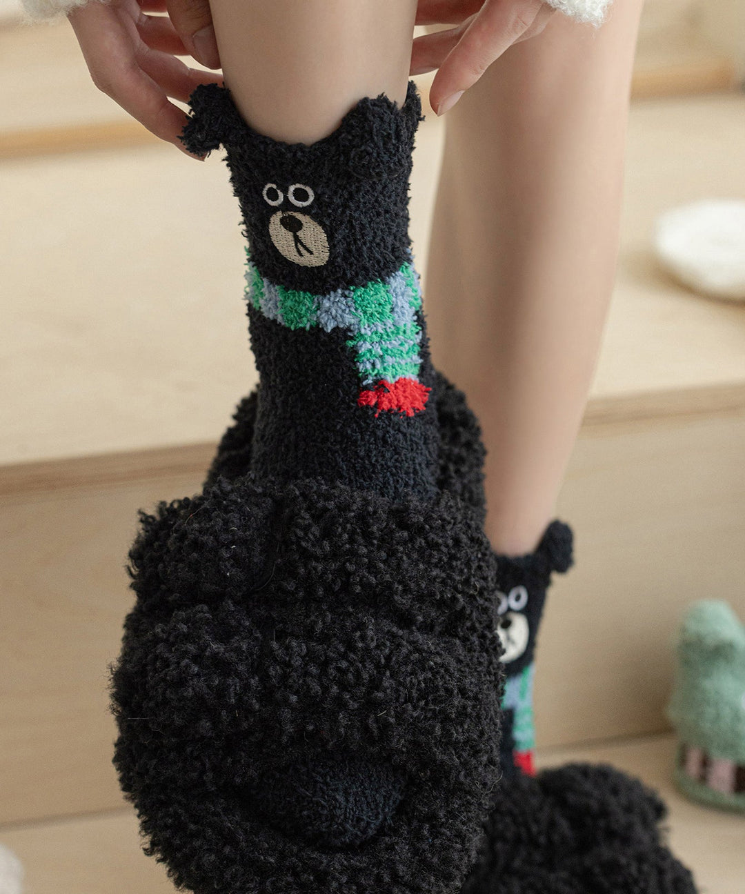 Cute Cartoon Fuzzy Fur Fluffy Mid Calf Socks
