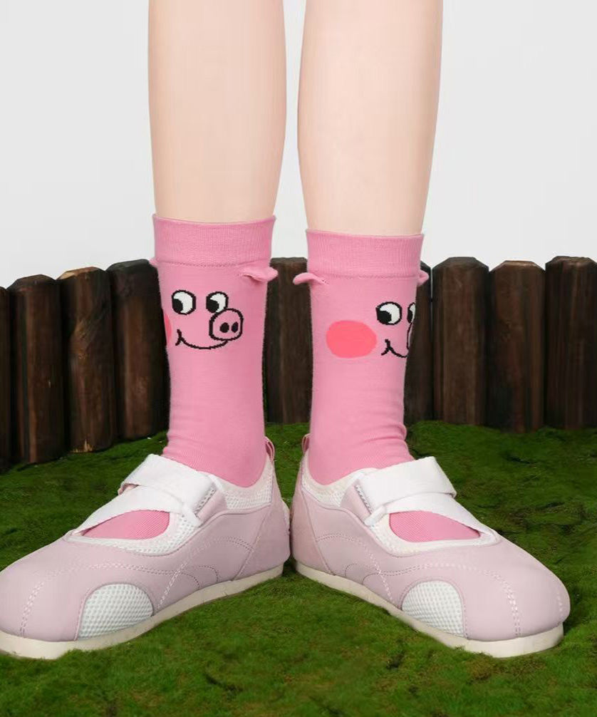 Cute Cartoon Versatile Cotton Mid Calf Socks