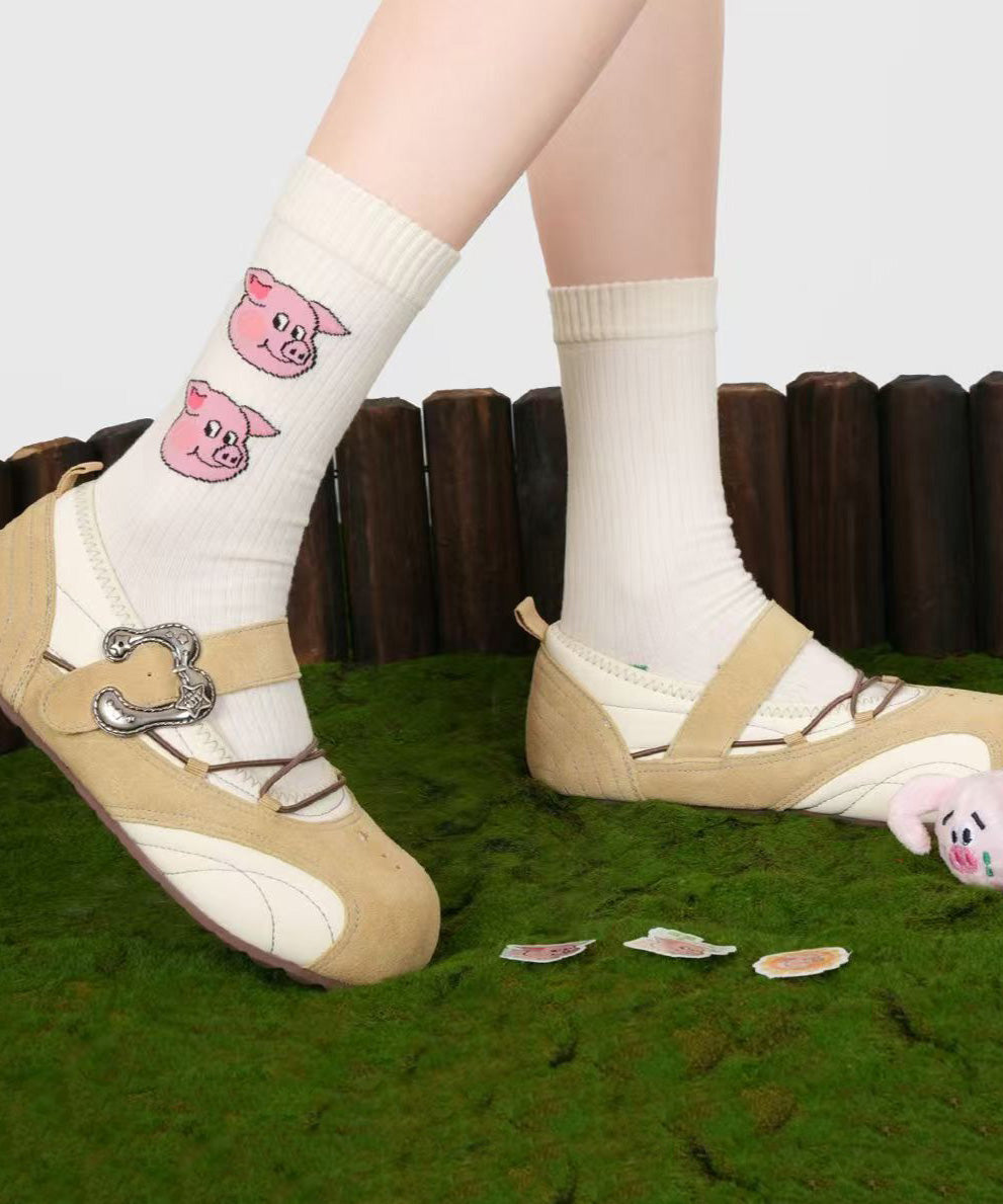 Cute Cartoon Versatile Cotton Mid Calf Socks