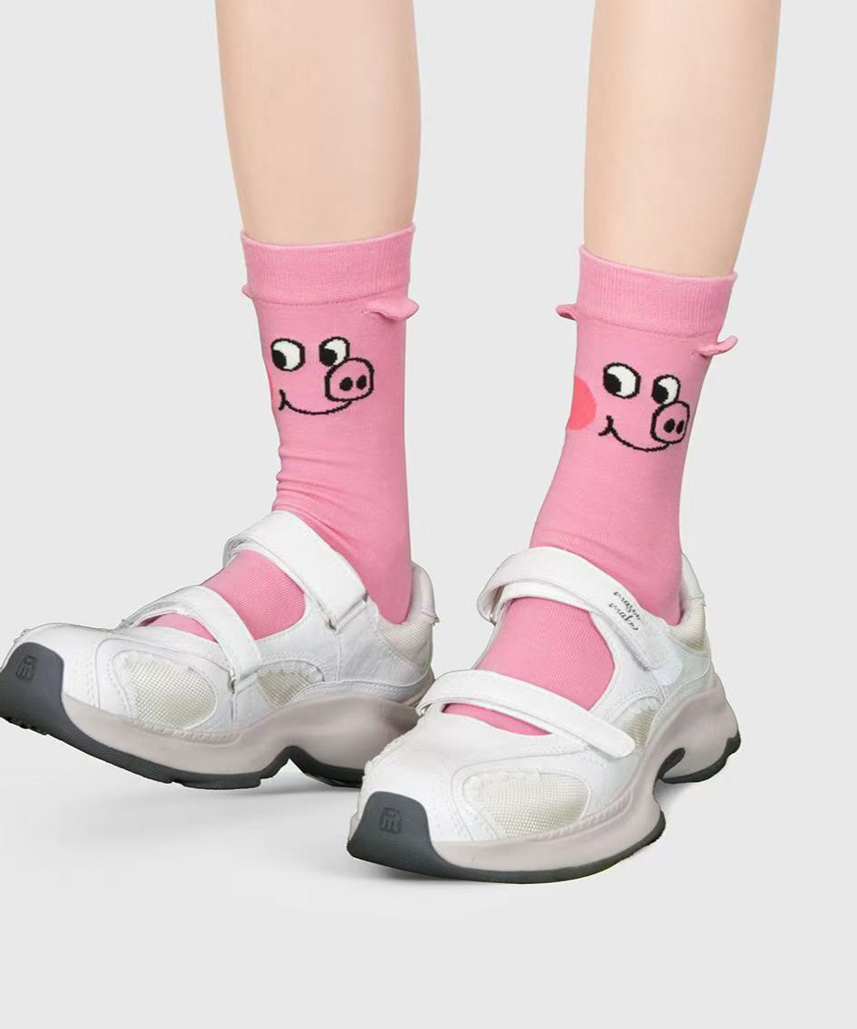 Cute Cartoon Versatile Cotton Mid Calf Socks