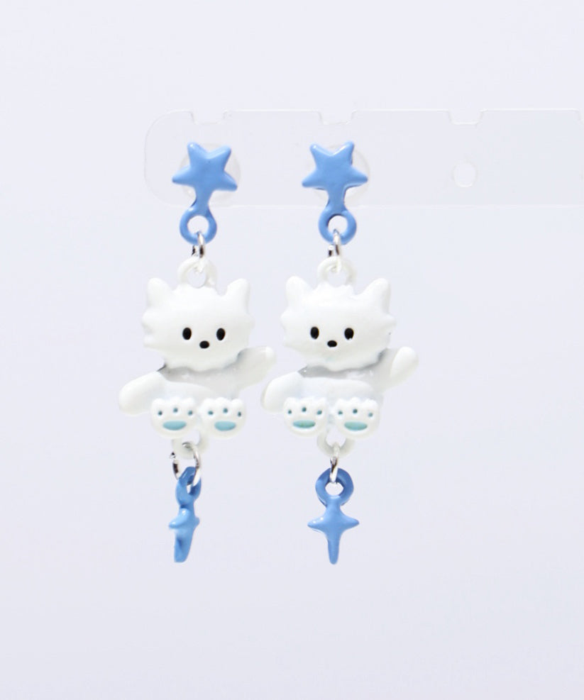 Cute Colorblock Alloy Drip Glaze Cat Drop Earrings