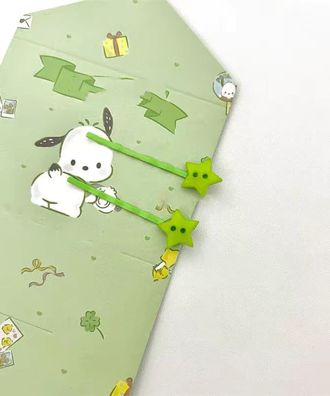 Cute Green Acrylic Star A Pair Hairpin