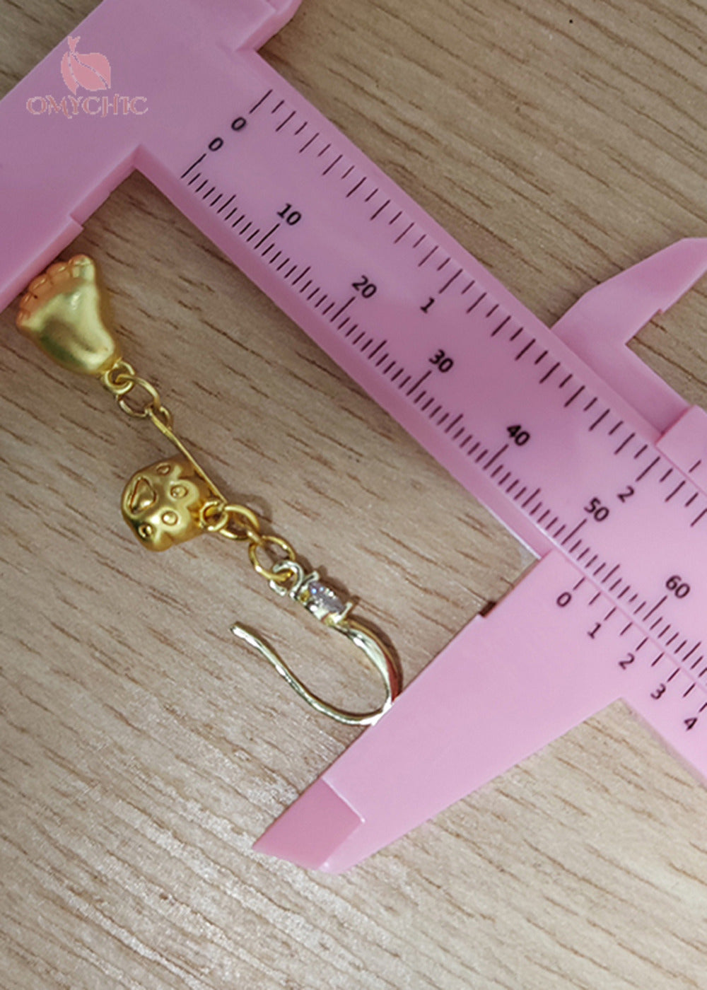 Cute Little Feet 14K Gold Long Drop Earrings