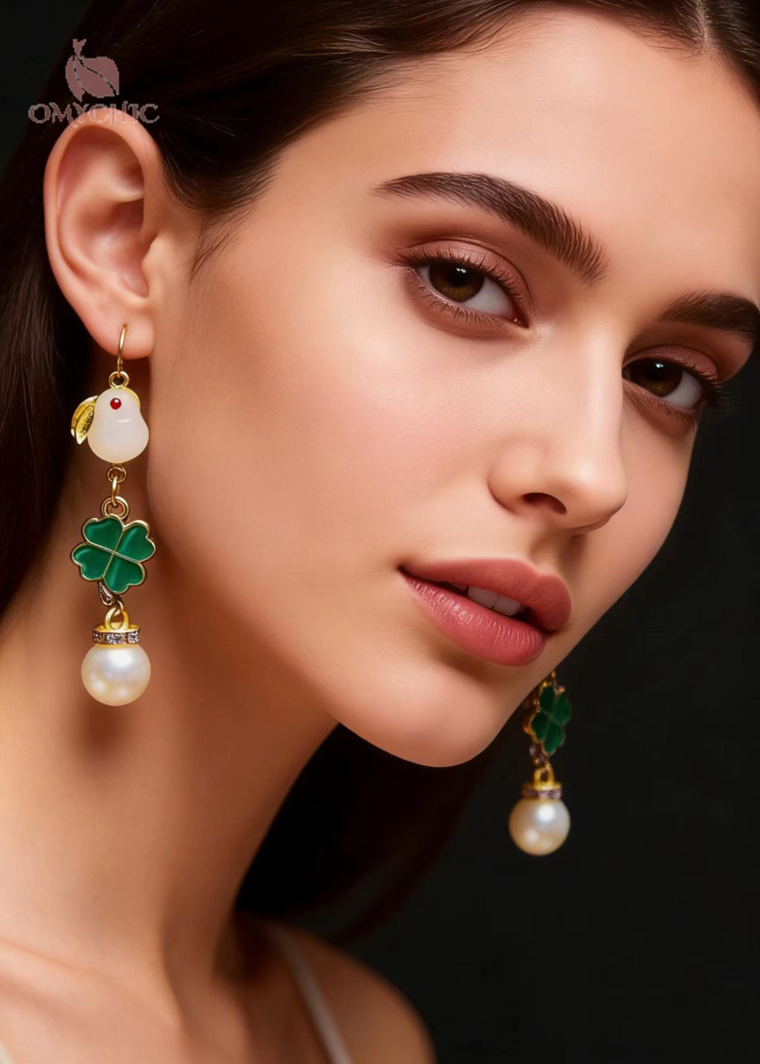 Cute Little White Rabbit Jade Fine Pearl Drop Earrings
