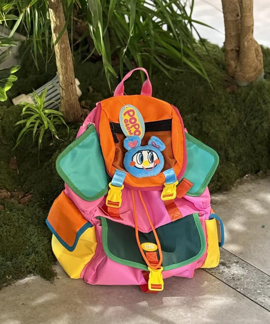 Cute Multicolor Drawstring Pockets Backpack Bag