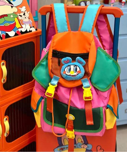 Cute Multicolor Drawstring Pockets Backpack Bag