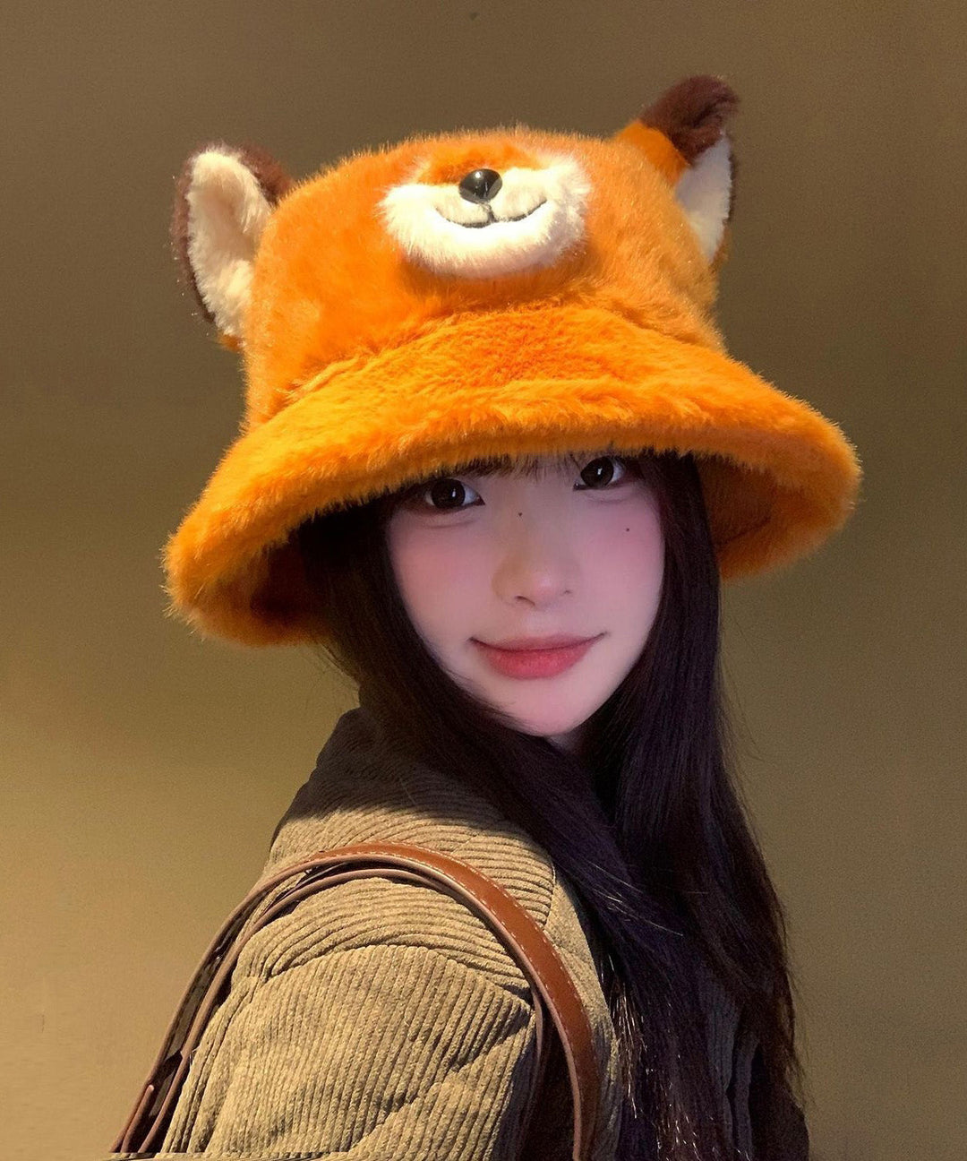 Cute Orange Cozy Warm Fuzzy Fur Fluffy Bucket Hat