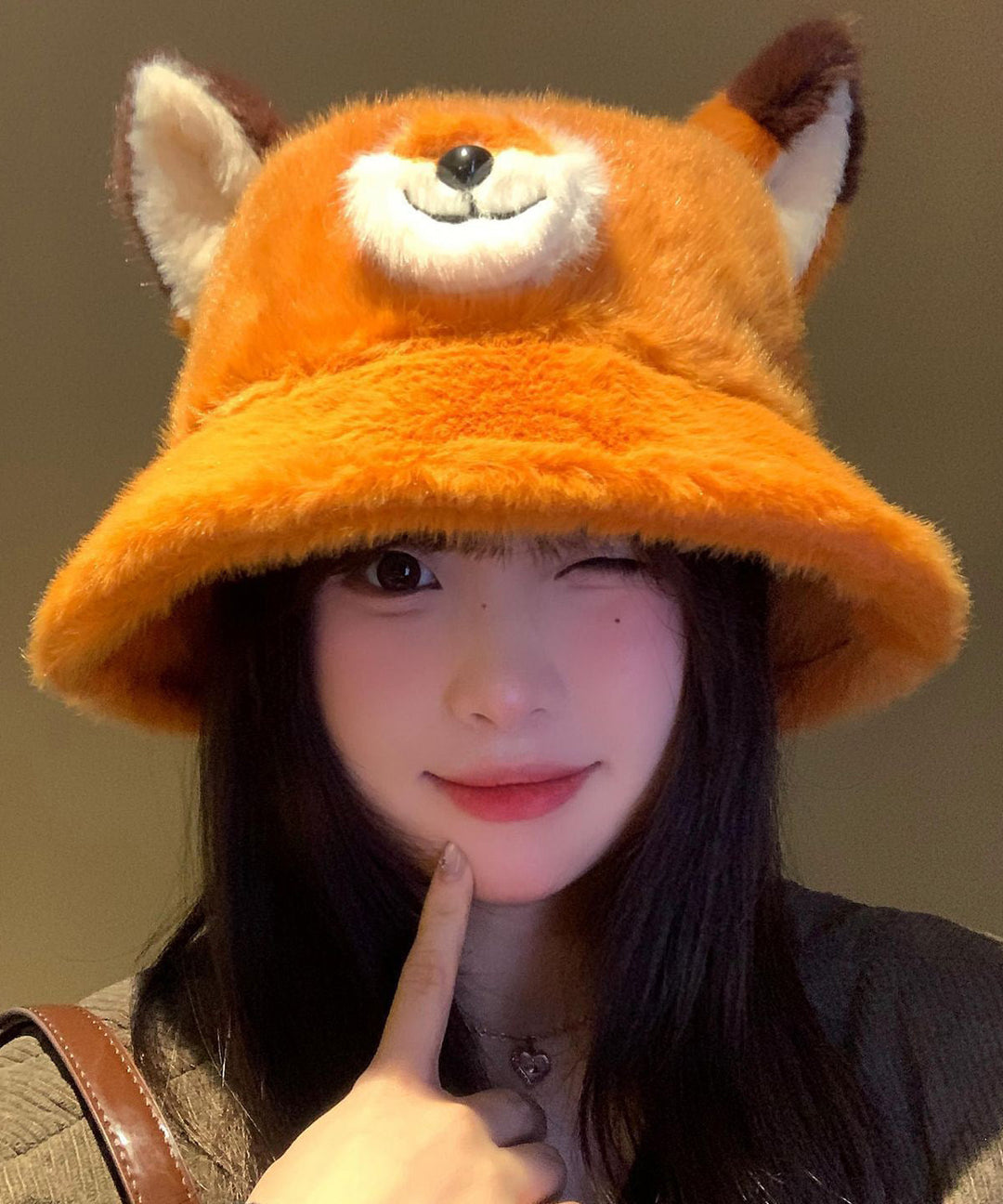 Cute Orange Cozy Warm Fuzzy Fur Fluffy Bucket Hat