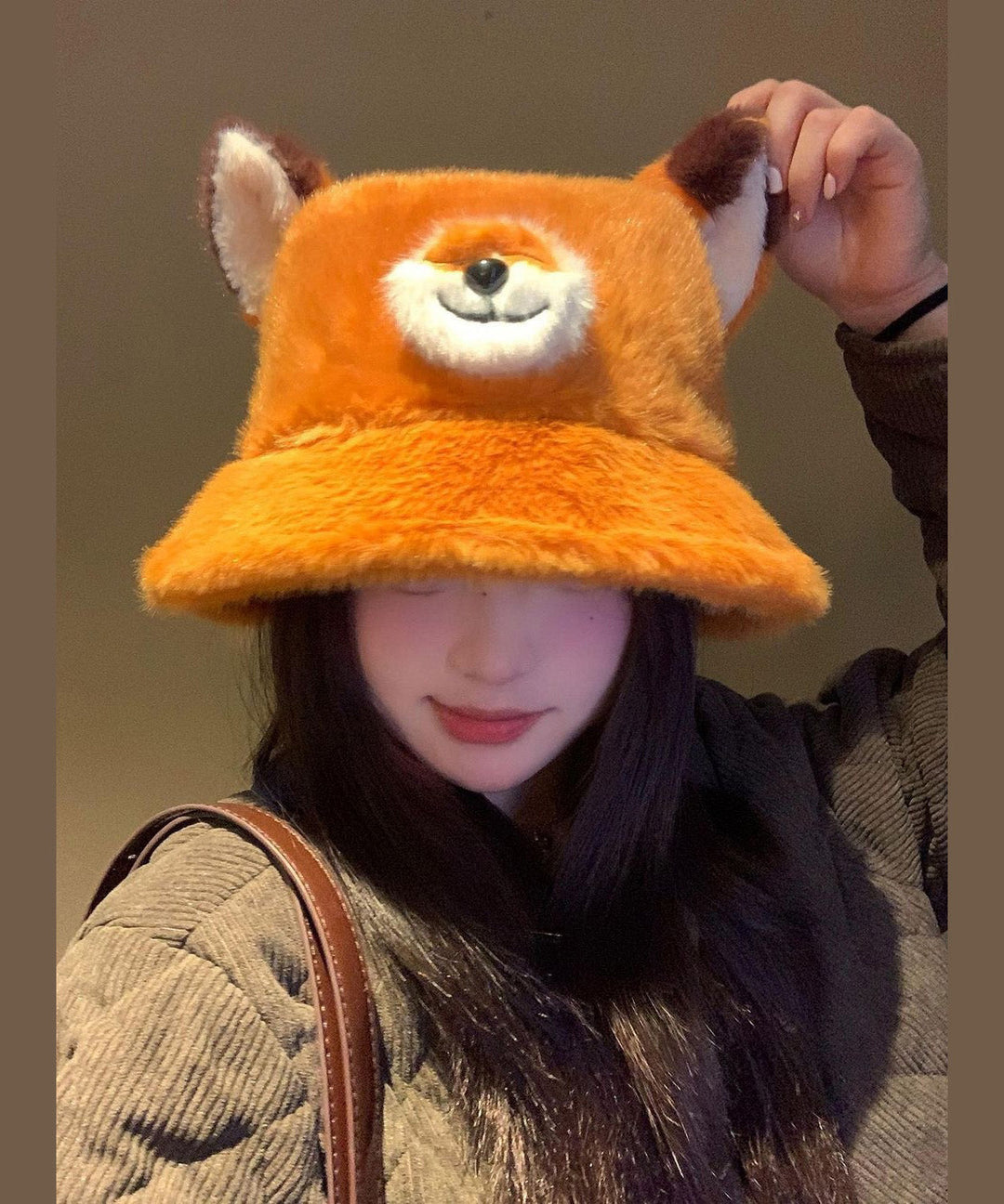 Cute Orange Cozy Warm Fuzzy Fur Fluffy Bucket Hat