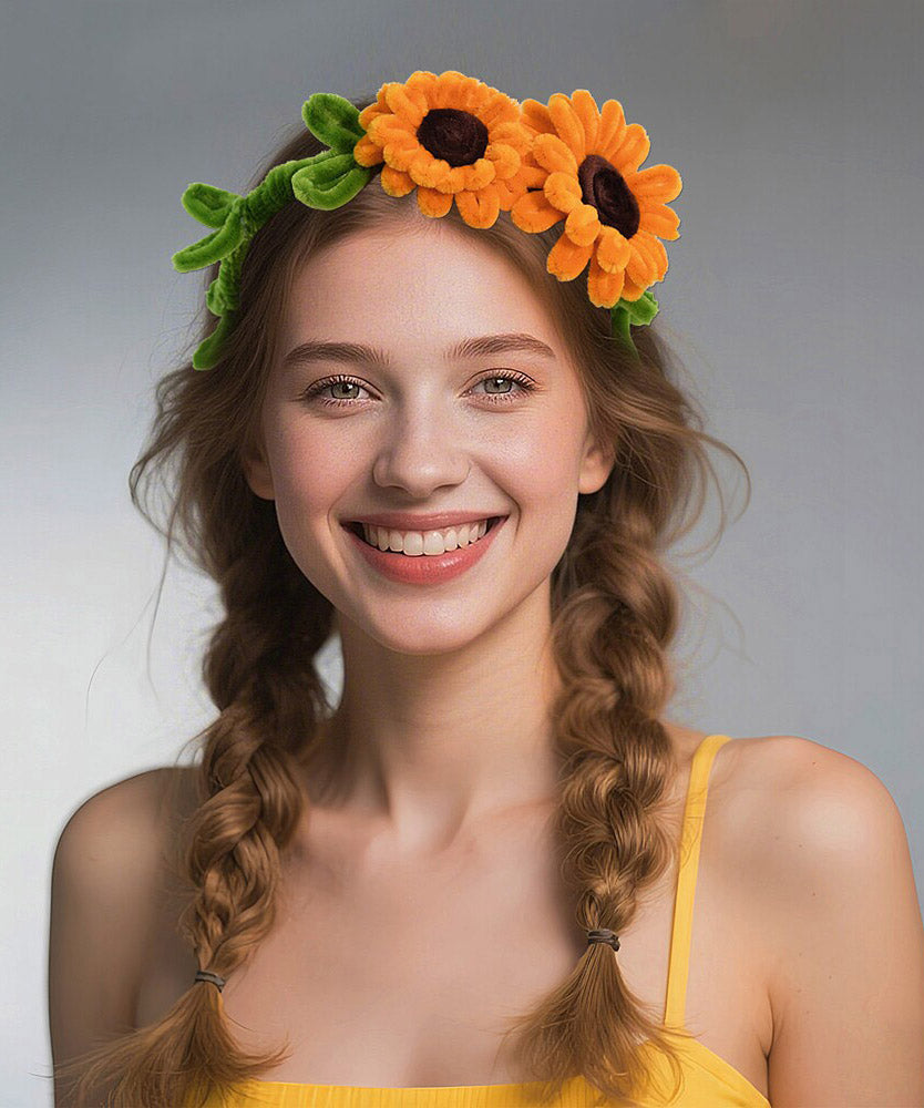 Cute Orange Weave Sunflower HairPiece