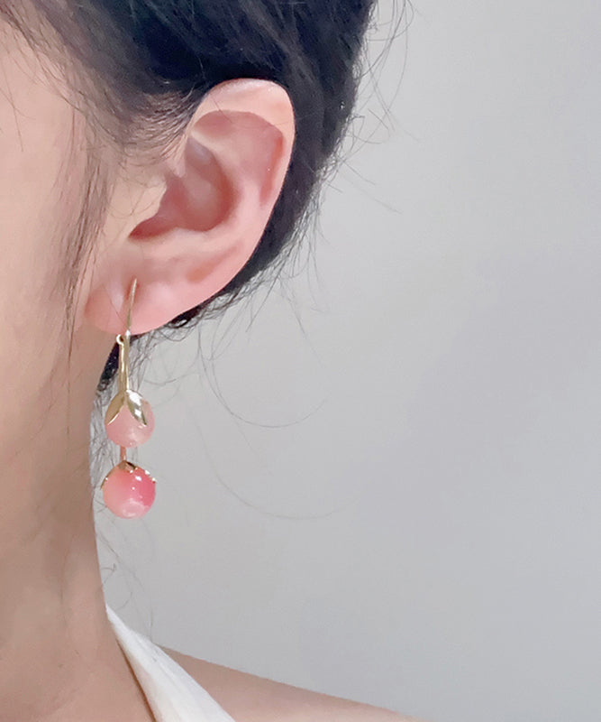 Cute Peach Sterling Silver Overgild Resin Tomato Hoop Earrings