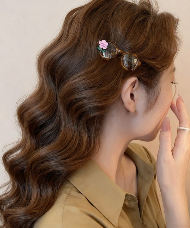 Cute Pink Acrylic Floral Glasses A Pair Hairpin