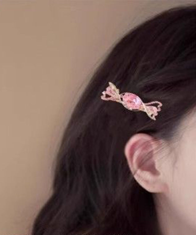 Cute Pink Alloy Crystal Zircon Candy Hairpin