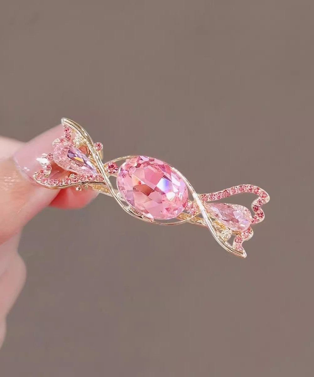 Cute Pink Alloy Crystal Zircon Candy Hairpin
