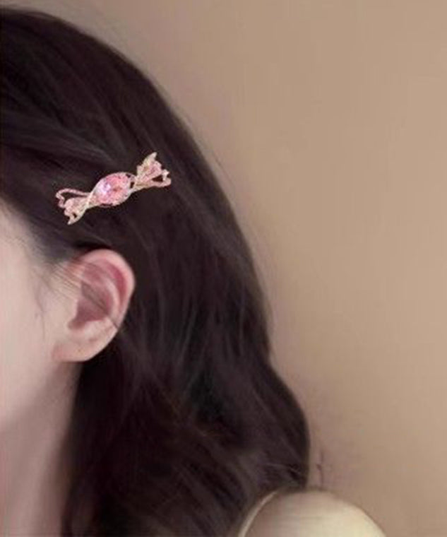 Cute Pink Alloy Crystal Zircon Candy Hairpin