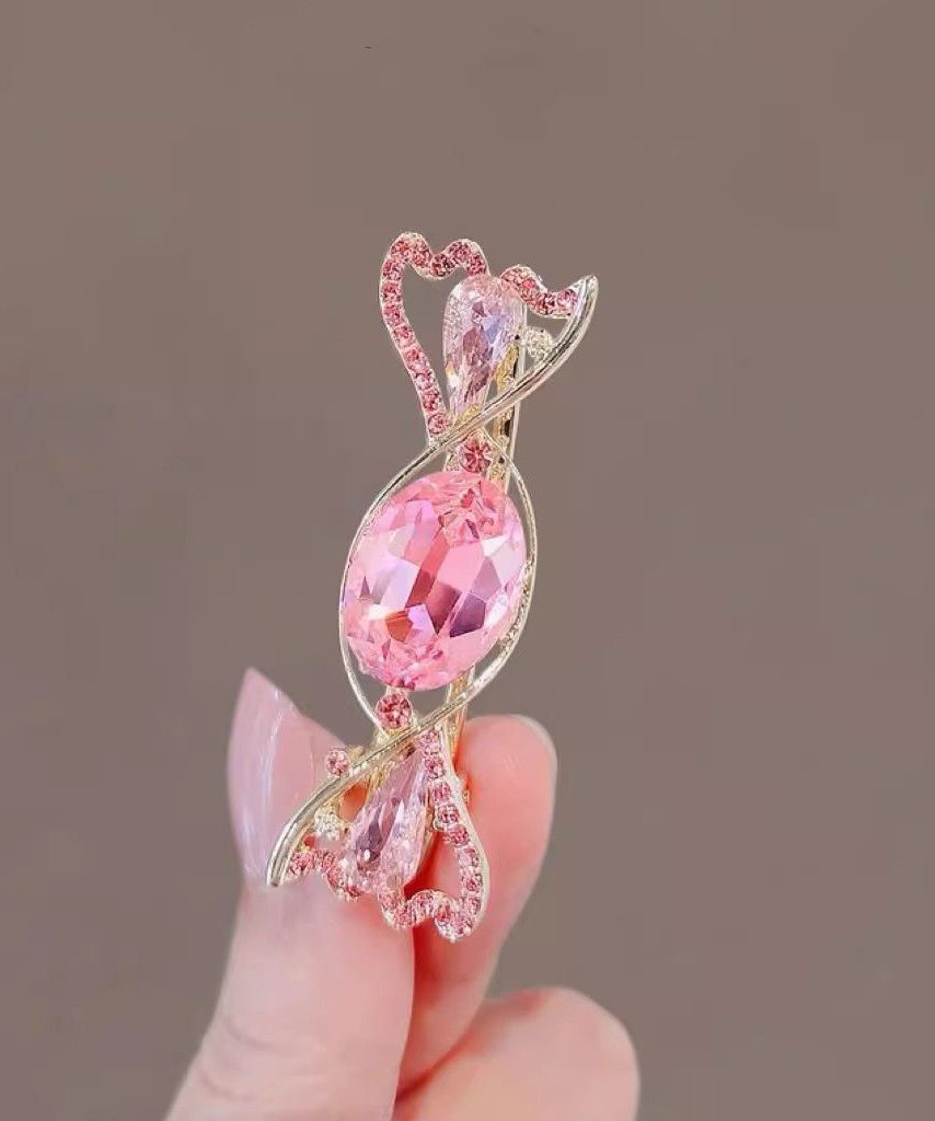 Cute Pink Alloy Crystal Zircon Candy Hairpin