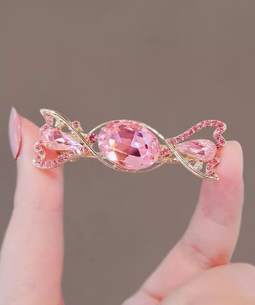 Cute Pink Alloy Crystal Zircon Candy Hairpin