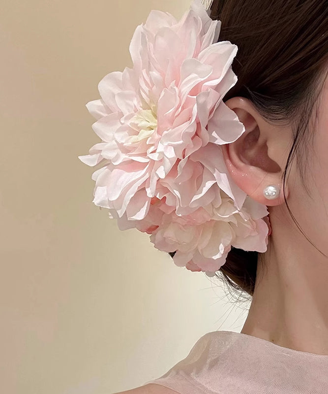 Cute Pink Alloy Peony Holiday Hairpin