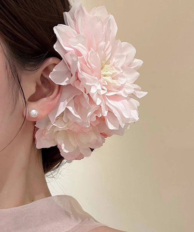 Cute Pink Alloy Peony Holiday Hairpin