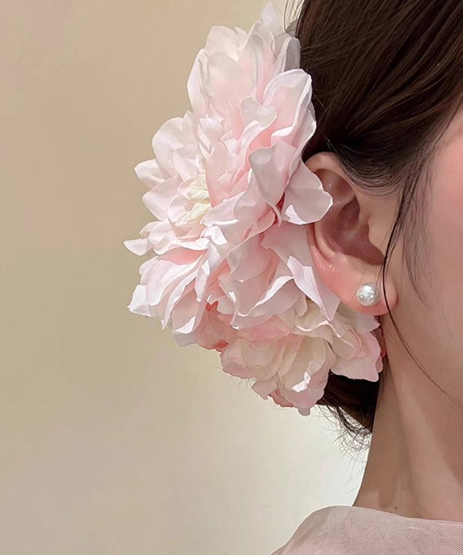Cute Pink Alloy Peony Holiday Hairpin