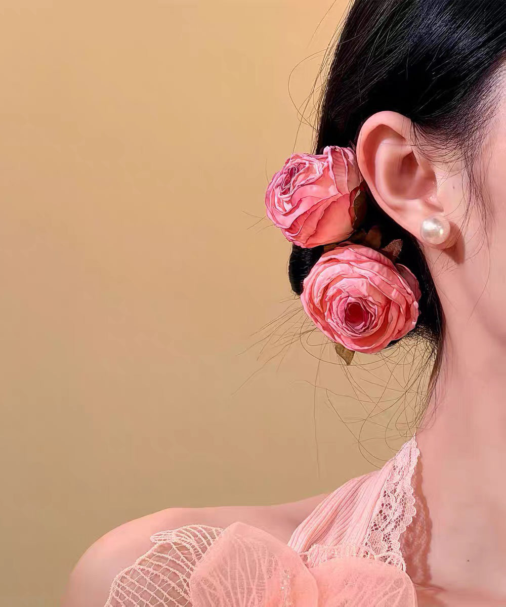 Cute Pink Alloy Rose A Pair Hairpin - Omychic