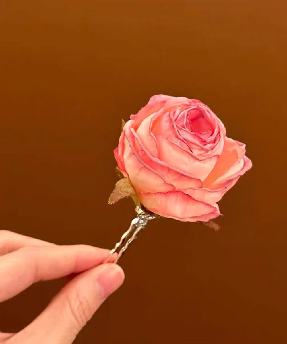 Cute Pink Alloy Rose A Pair Hairpin - Omychic